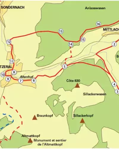 Plan du sentier de mémoire Mittlach/Metzeral